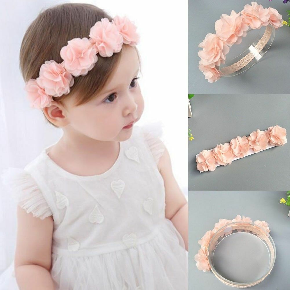 Cute Lace Flower Kids Baby Girl Toddler Headband Hair Band Headwear Pink
