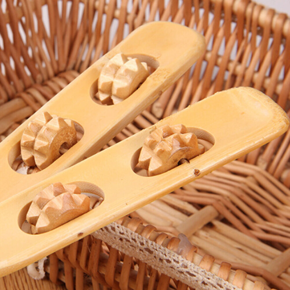 Handy Bamboo Massager Back Scratchers Wooden Body Stick Rollers Itch Relaxer BDA