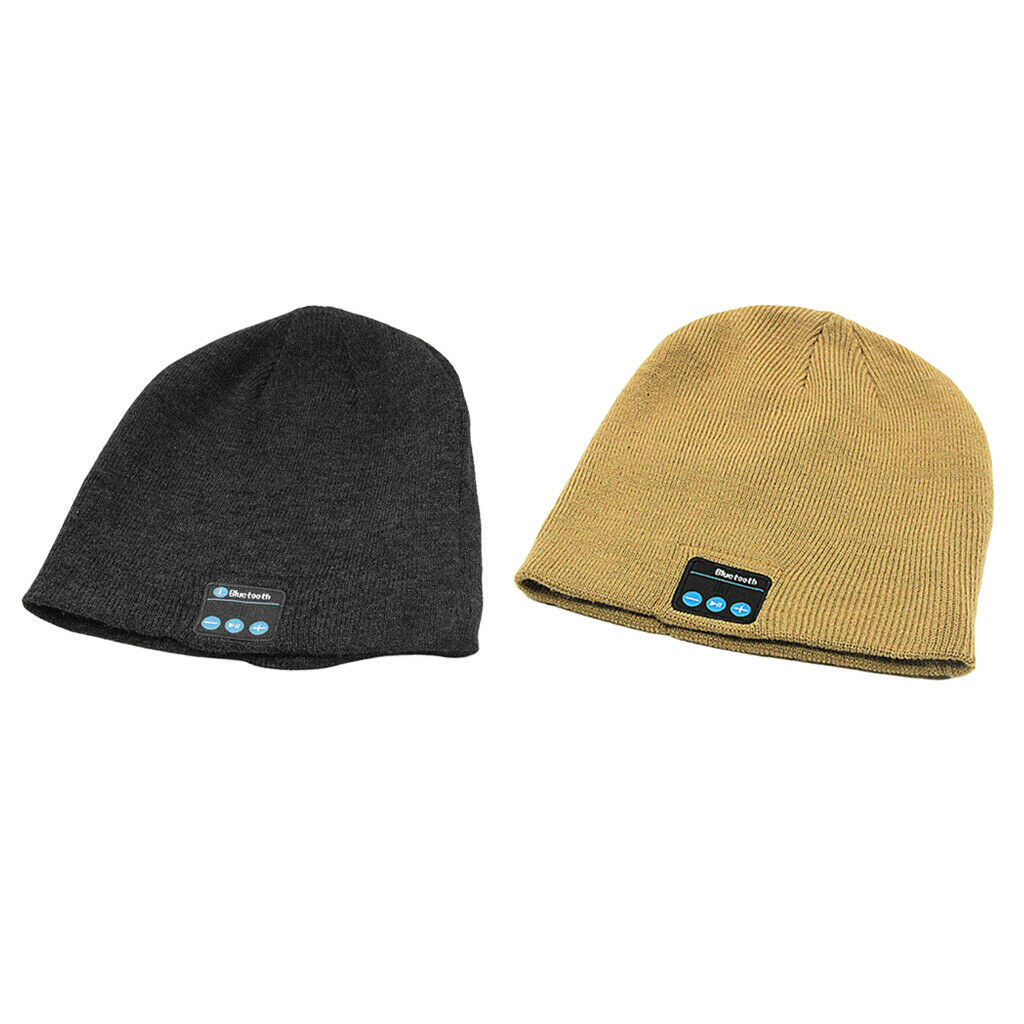 2x Headphones with Speaker, Knitted Music Beanie Hat, Stereo Headphones And