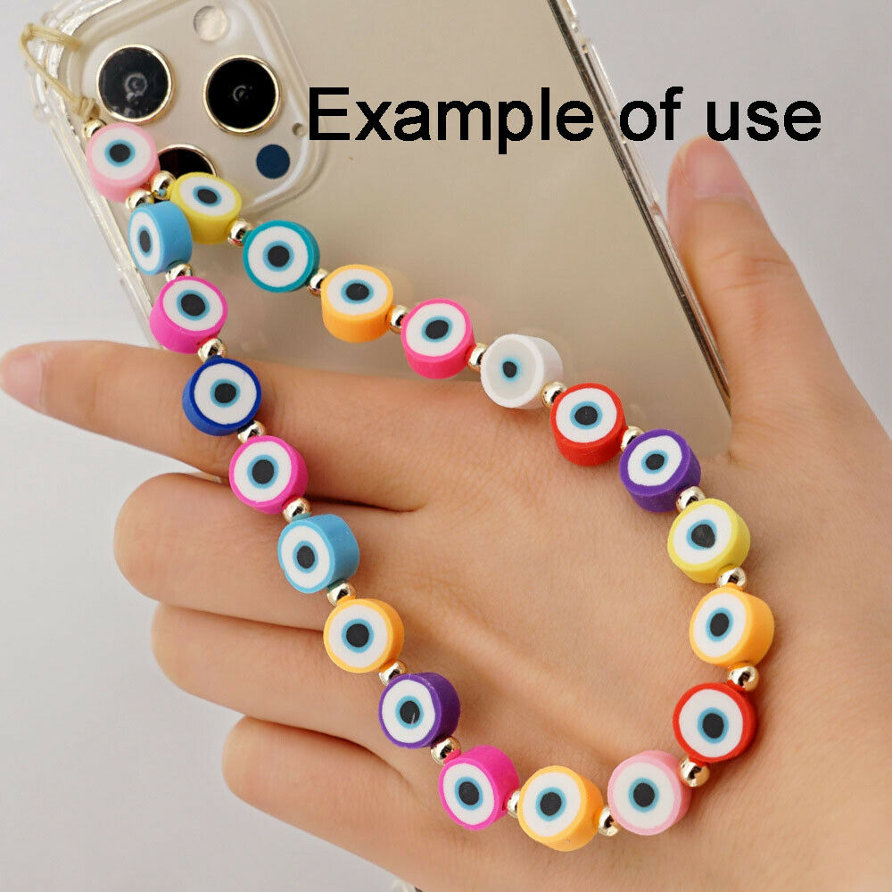 40 Assorted Round Polymer Clay Evil Eye Bead Bracelet Spacer Jewelry Craft 10mm