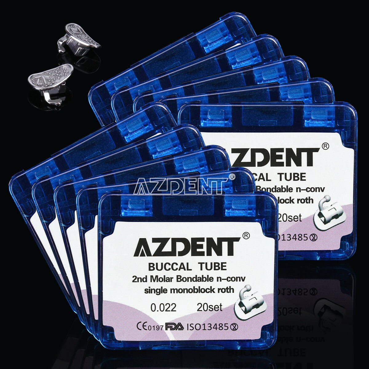 5X AZDENT Dental Orthodontic 2nd Molar Buccal Tubes Roth 022 Bondable Non-Conv