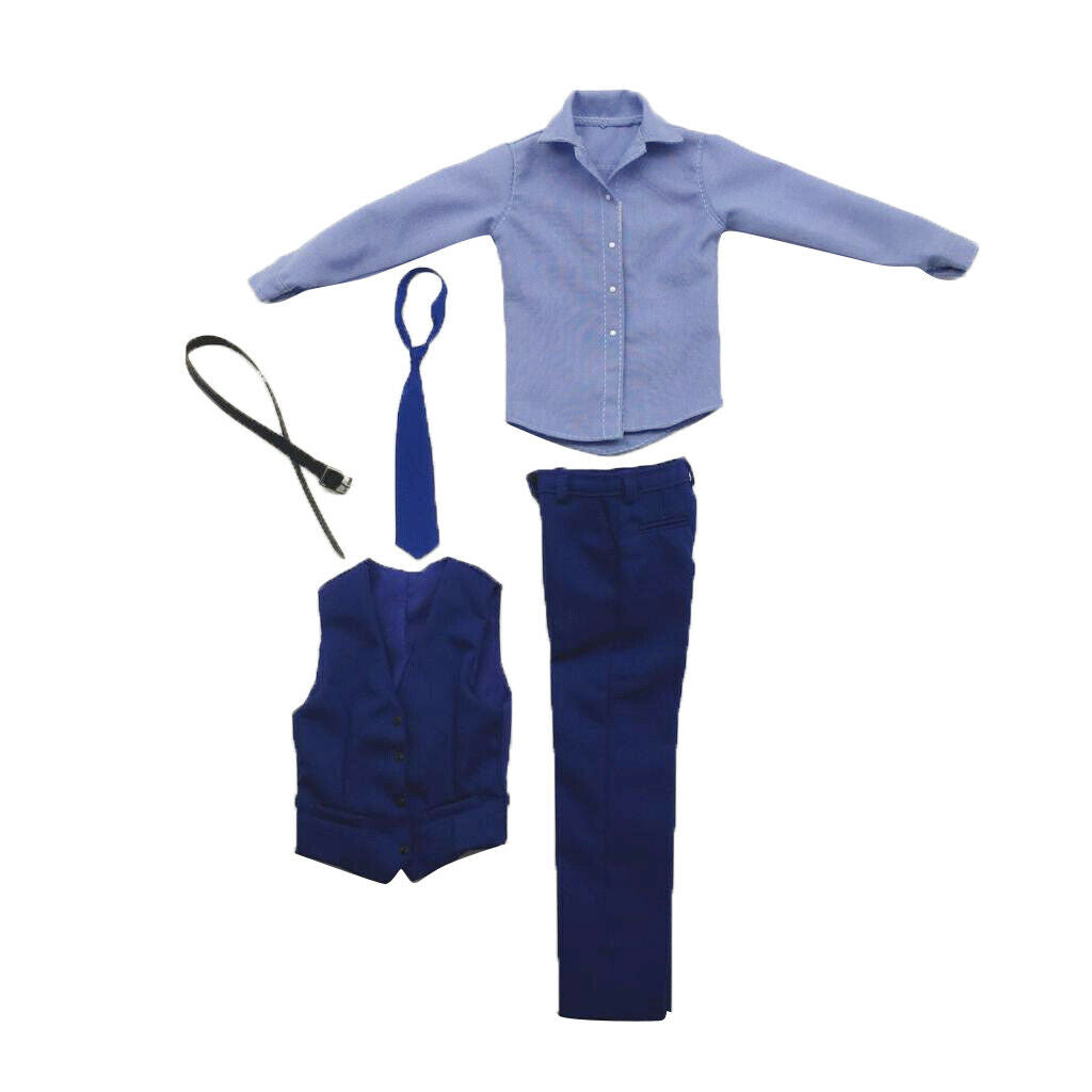 1/6 Male Shirt Pant Suit with Tie And Belt Clothing Kit for 12 Inch Action