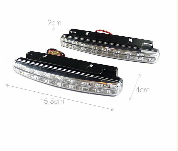 2 Pcs 8 LED 12V White Euro Driving Fog Lamp DRL Daytime Running Lights For BMW
