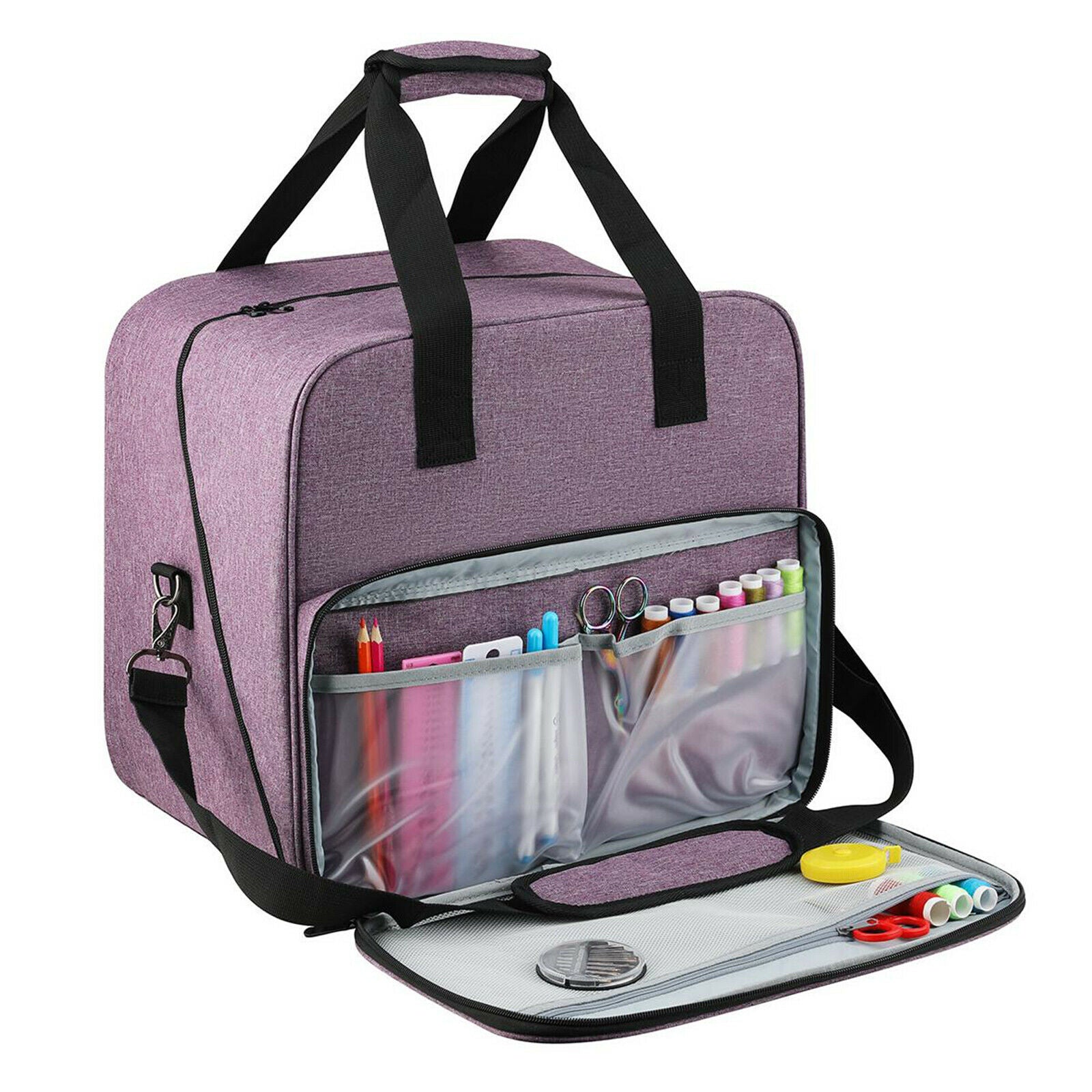 Carry Case Sewing Machine Bag with Pocket Padded Storage Handbag Portable Purple