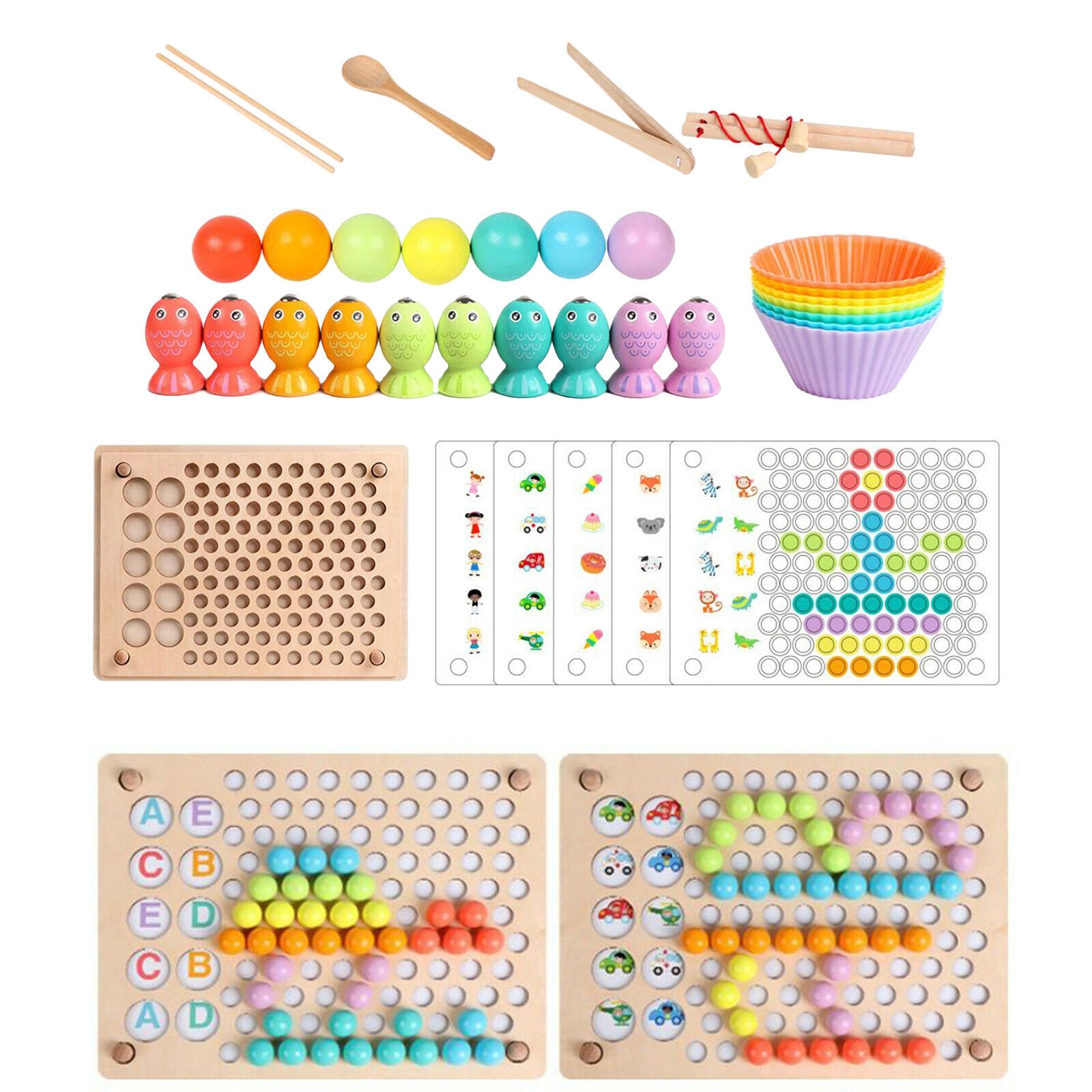 Montessori Toys Board Fishing Game Play Set Learning Toys Math Toys Gifts