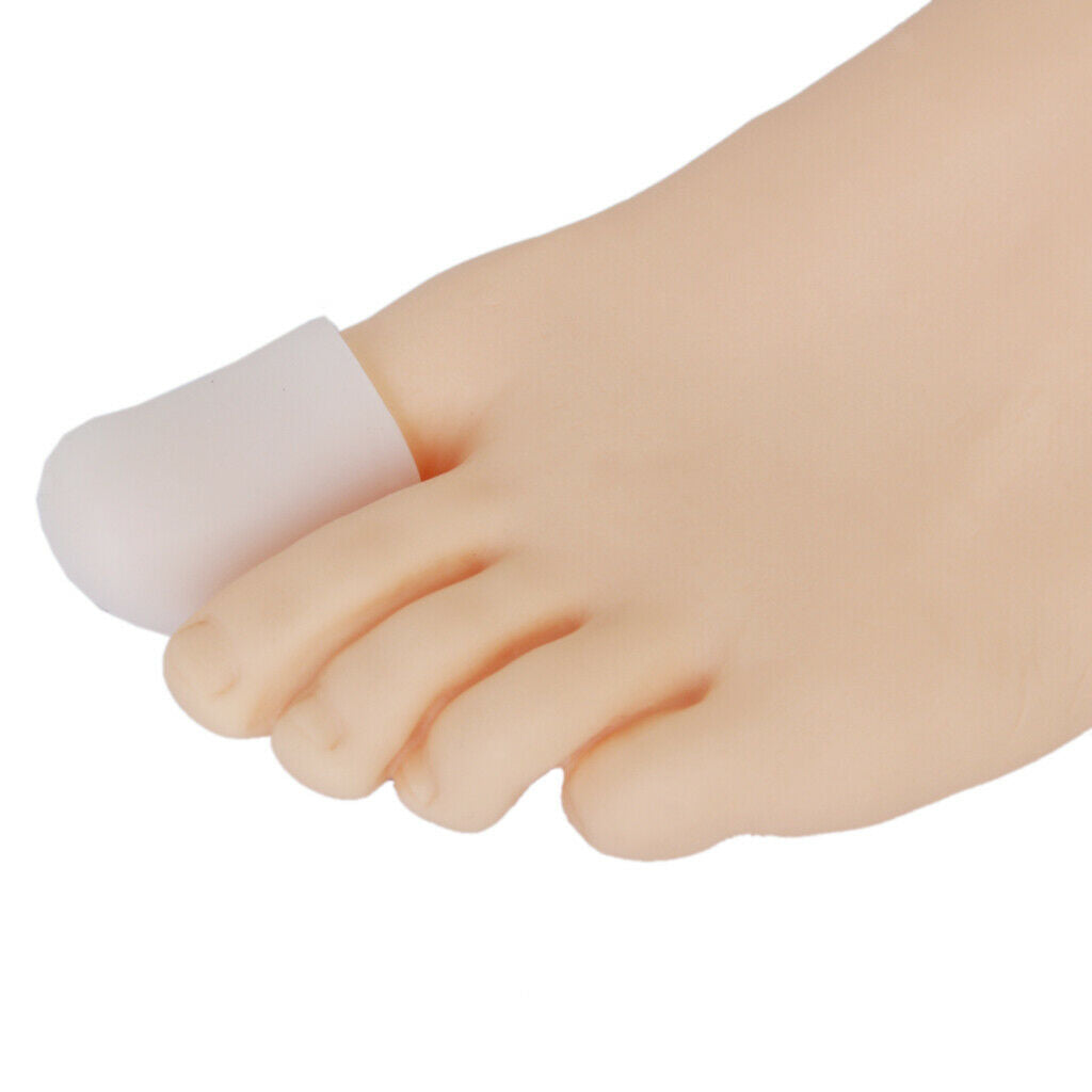 2 Pairs Gel Toe Caps Toenail Cushion Pads Covers for Calluses Blisters White