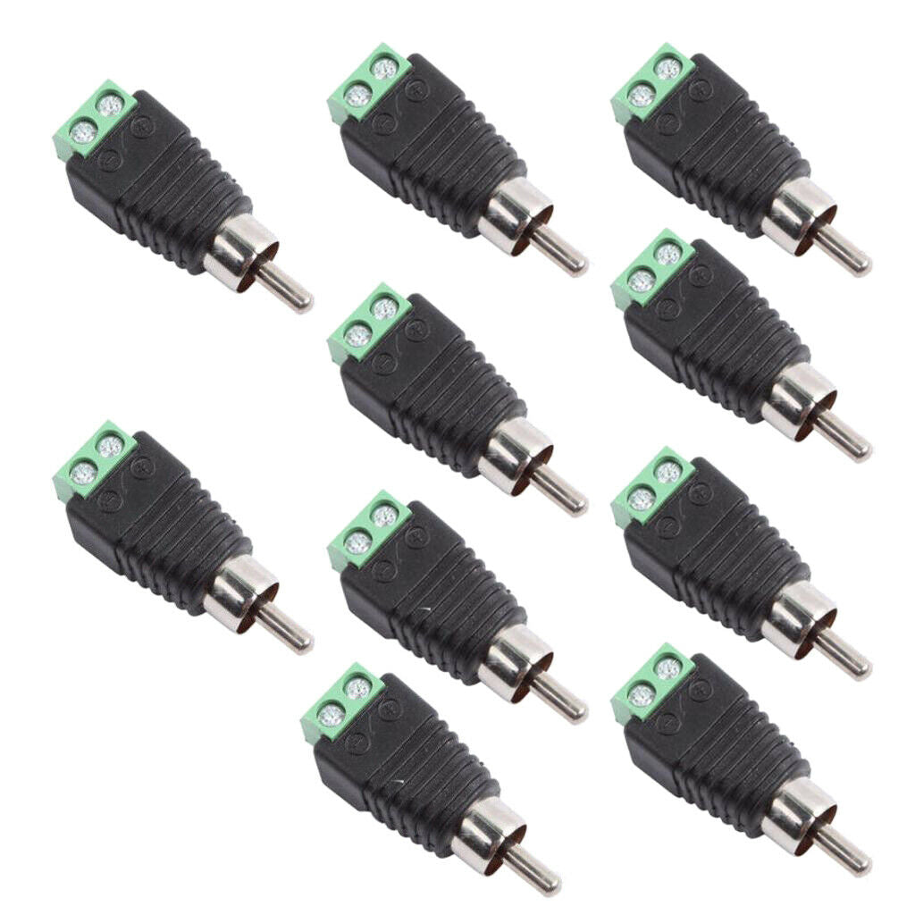 10x Phono RCA Male Plug to AV Screw Terminal Audio/Video Connector Adapter