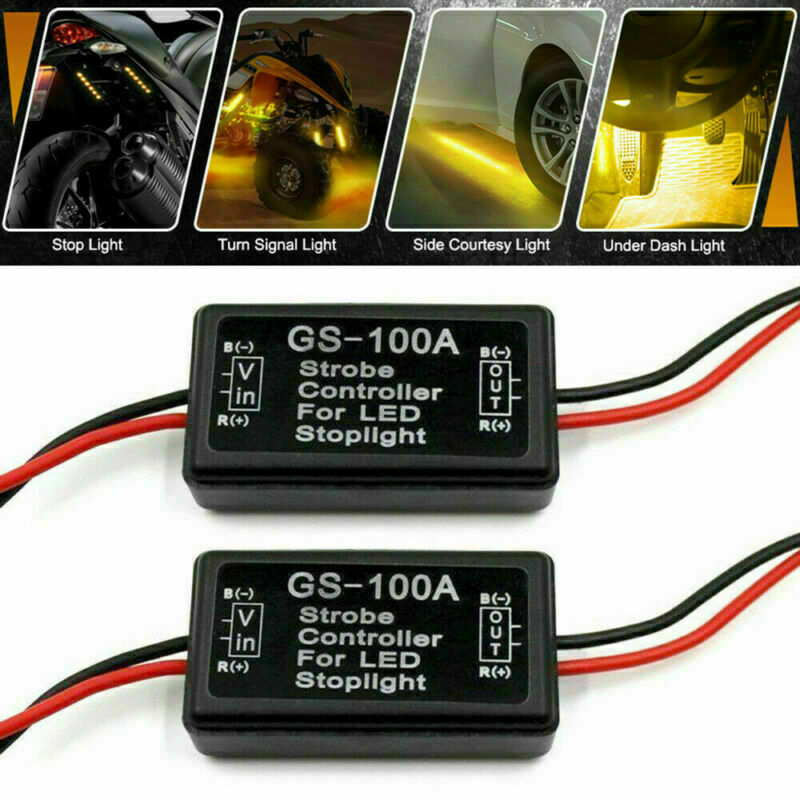 2x 12V GS-100A Car LED Brake Stop Tail Light Strobe Flash Module Controller Box