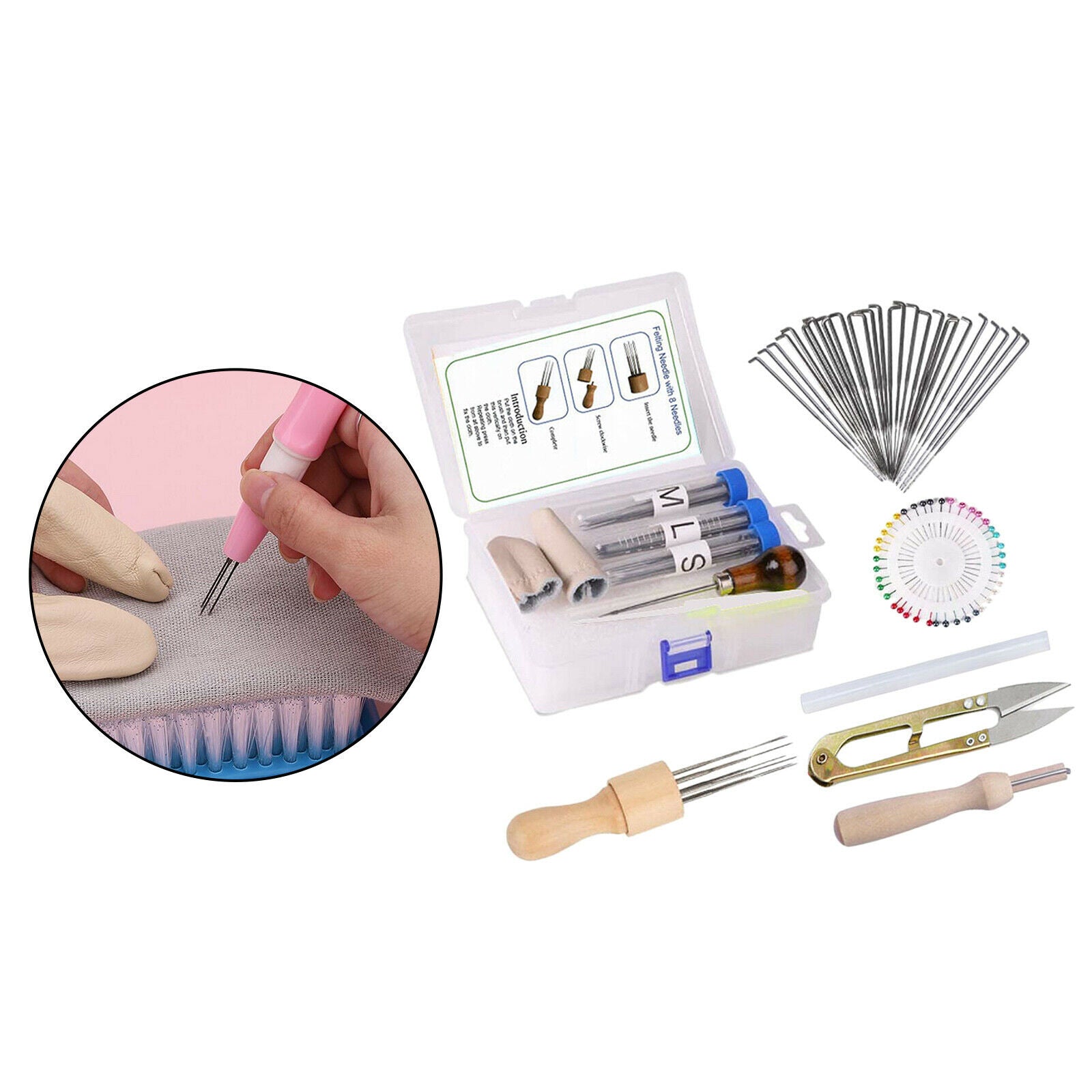 109pcs Needle Felting Tools with Felting Needles Storage Box Wool Projects