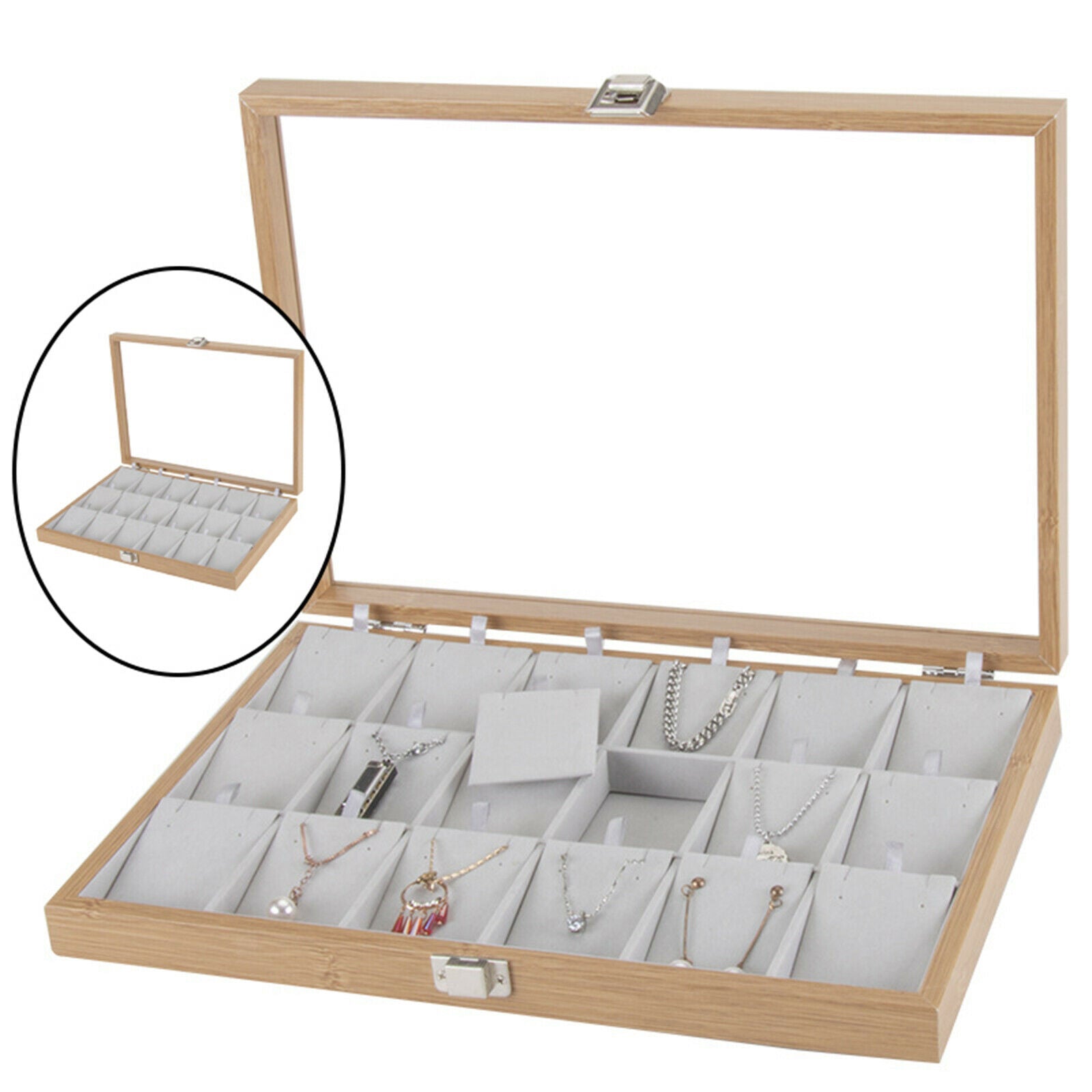Rings Earrings Necklace Pendant Jewelry Organizer Box Plate Showcase Holder