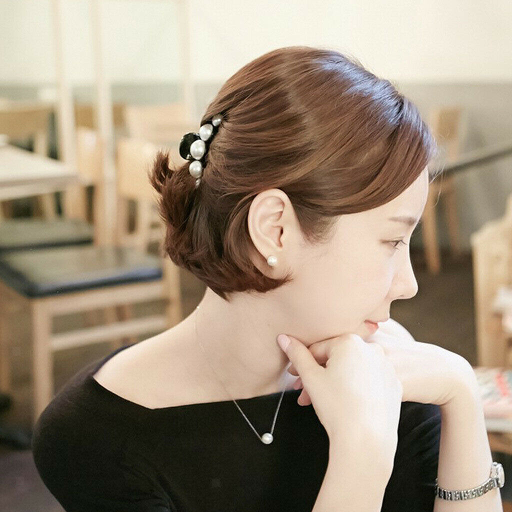 2Pcs Women Non-Slip Hair Clips Large Pearls Hair Claws for Thick Hair