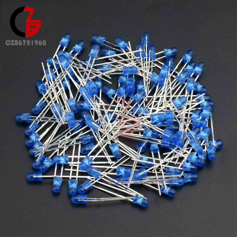 100PCS 3mm Blue Emitting LED Diode Super Bright Blue Light Bulb Lamp