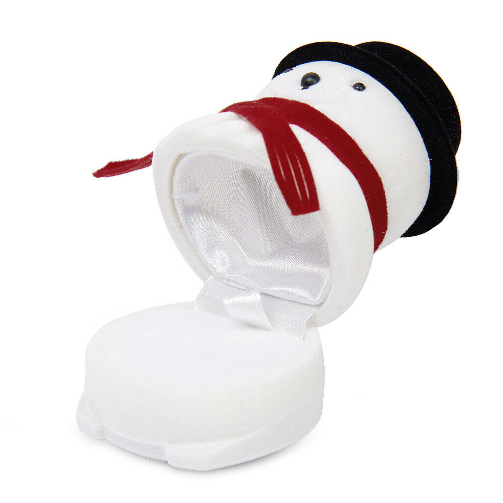 Small Xmas Snowman Santa Ring Earring Display Storage Gift Packing Box Black