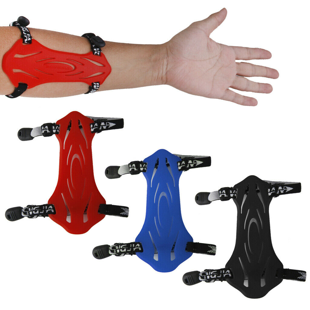 1pc Rubber Archery Arm Guard Protection with 2 Straps Red