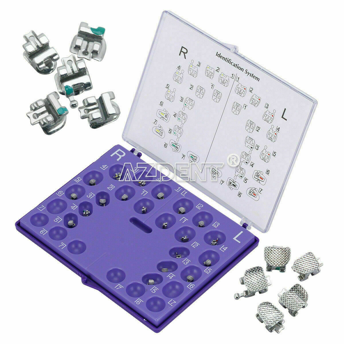 3 Packs Dental Orthodontic Self-Ligating Brackets Braces MBT.022 3 Hooks AZDENT