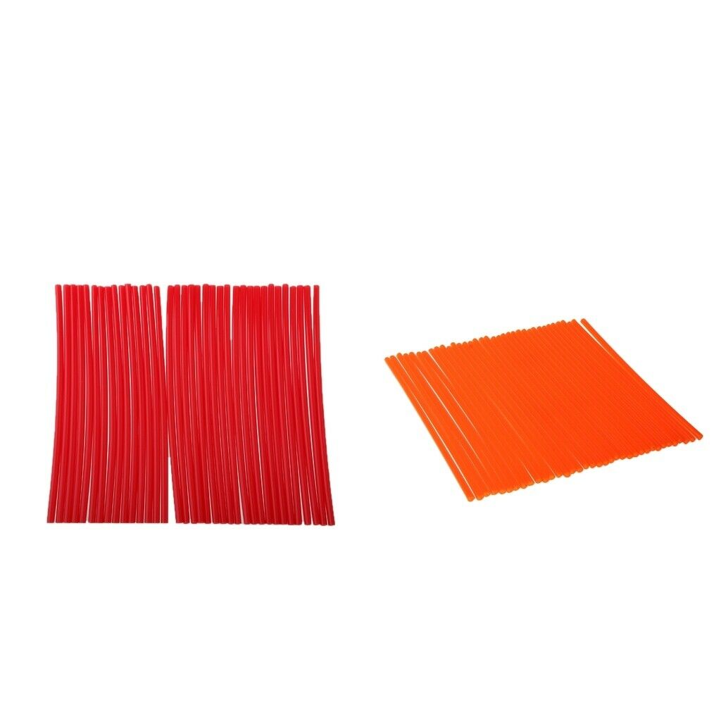 72 Pieces Universal Motorcycle Wheel Rim Spoke Wraps Skins Cover Red+Orange