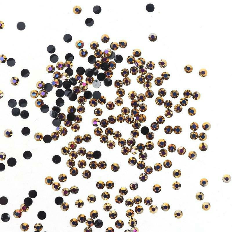 5000pcs Black Gradient Flat Back Gems Round Crystal Rhinestones for DIY Nail Art