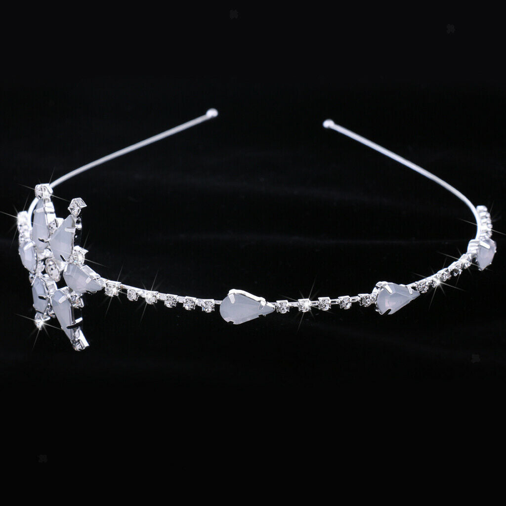 Wedding Bridal Girls Crystal Hexagram Flower Headband Hair Accessories