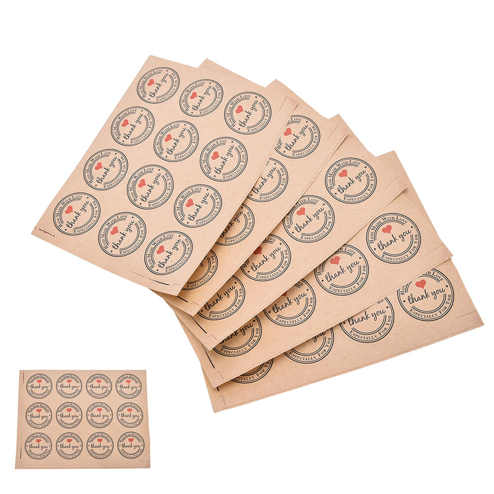 60x Thank You Self-adhesive Stickers Kraft Label Stickers Gifts Labels Pap.l8