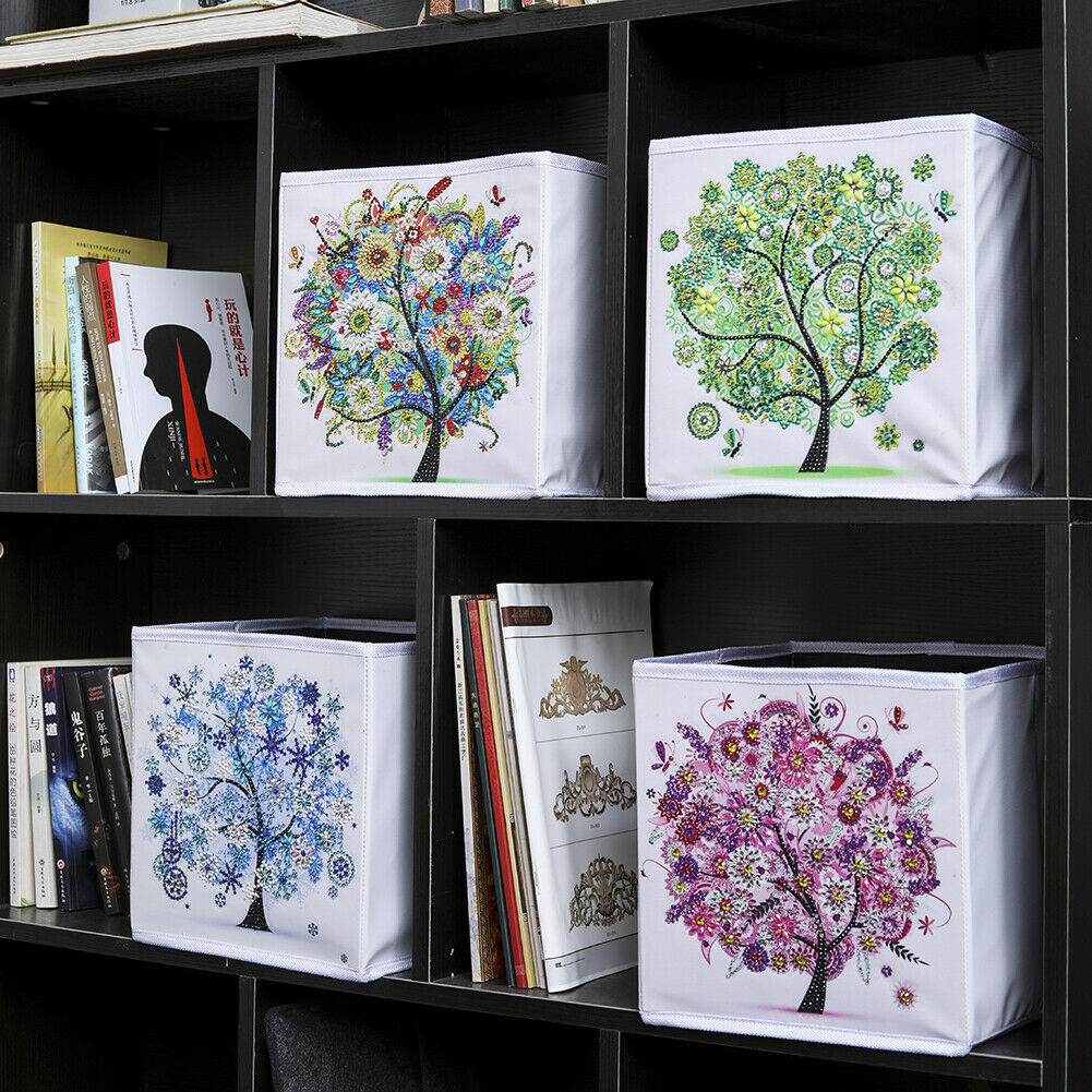 DIY Diamond Painting Tree Foldable Storage Box Desktop Sundries Container @