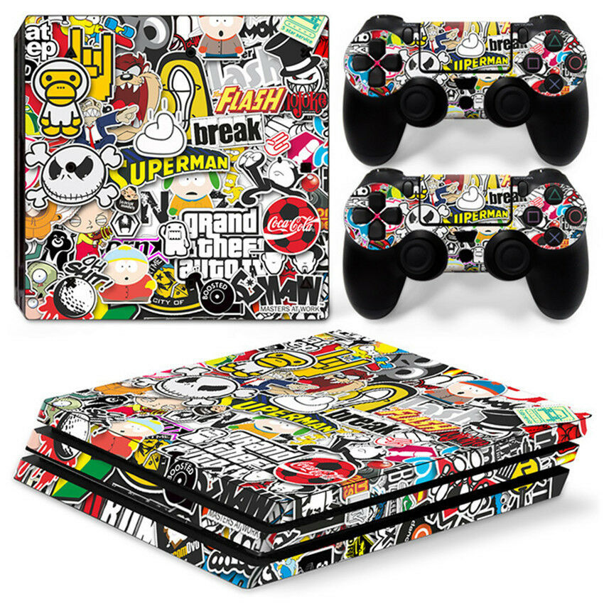 Funny Game Skin For  PS4 PRO Pro Console Stickers & 2 Controllers Skin P5172