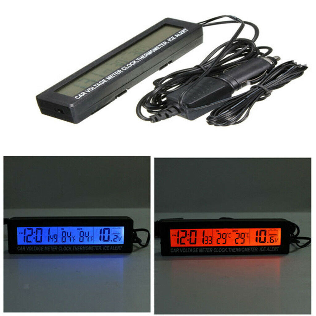DC 12V Digital Thermometer, Voltage Temperature Display, Voltmeter And