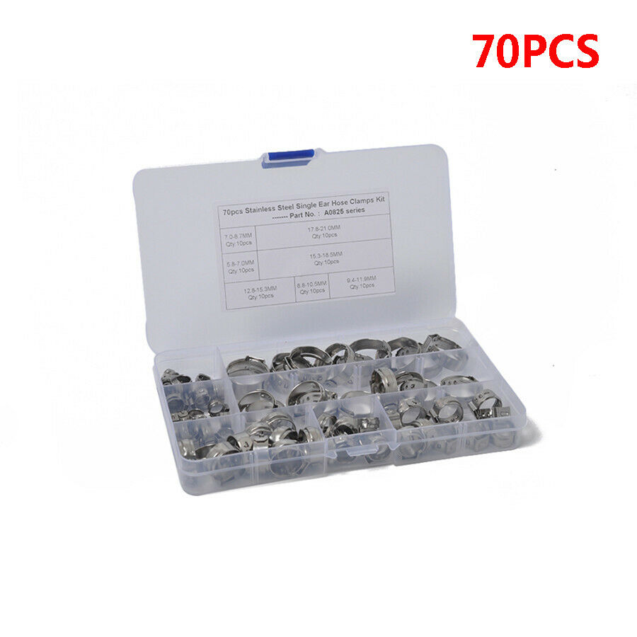 70 x 5.8-21.0mm Single Ear Plus Hydraulic Hose Car Clamps O-Clips Pipe Fuel Air