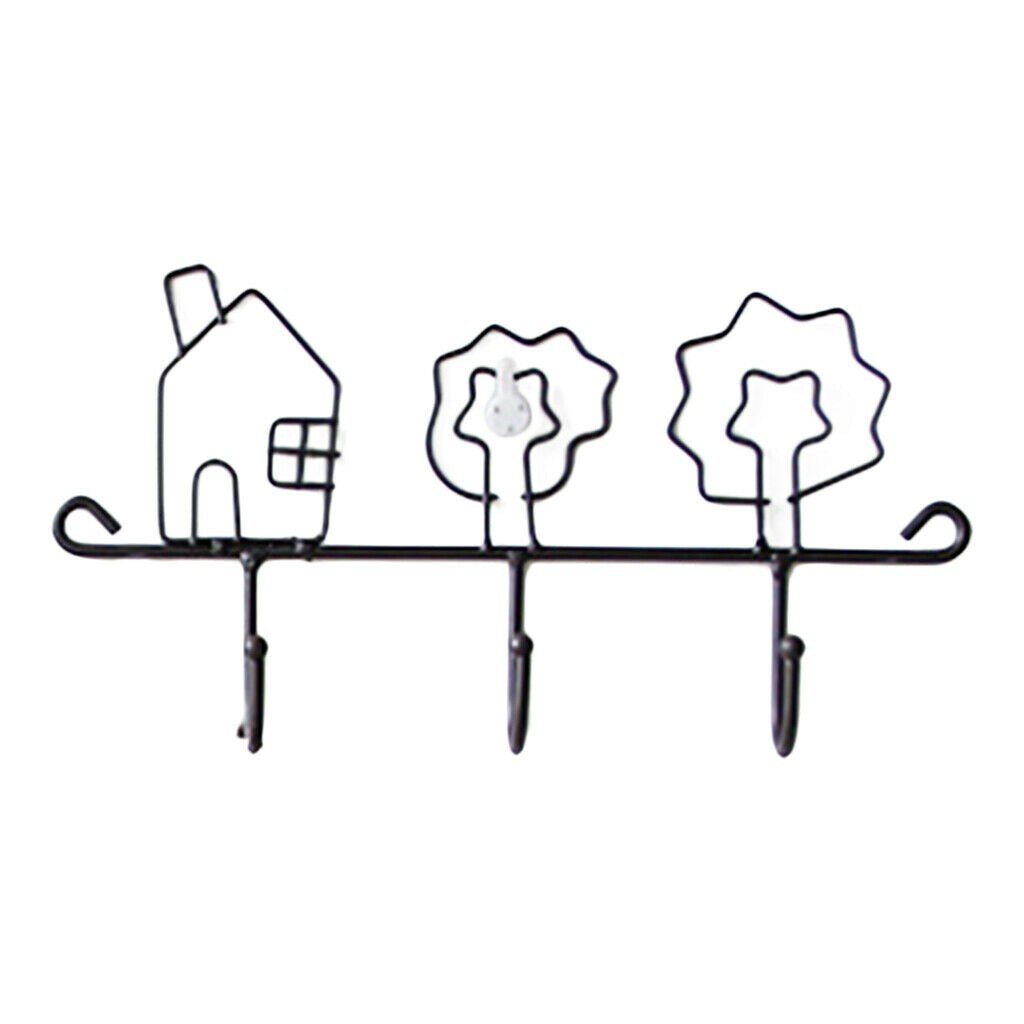 Crochet Wall Hook Door Garment Handbag Hat Self Adhesive Iron - House and Tree