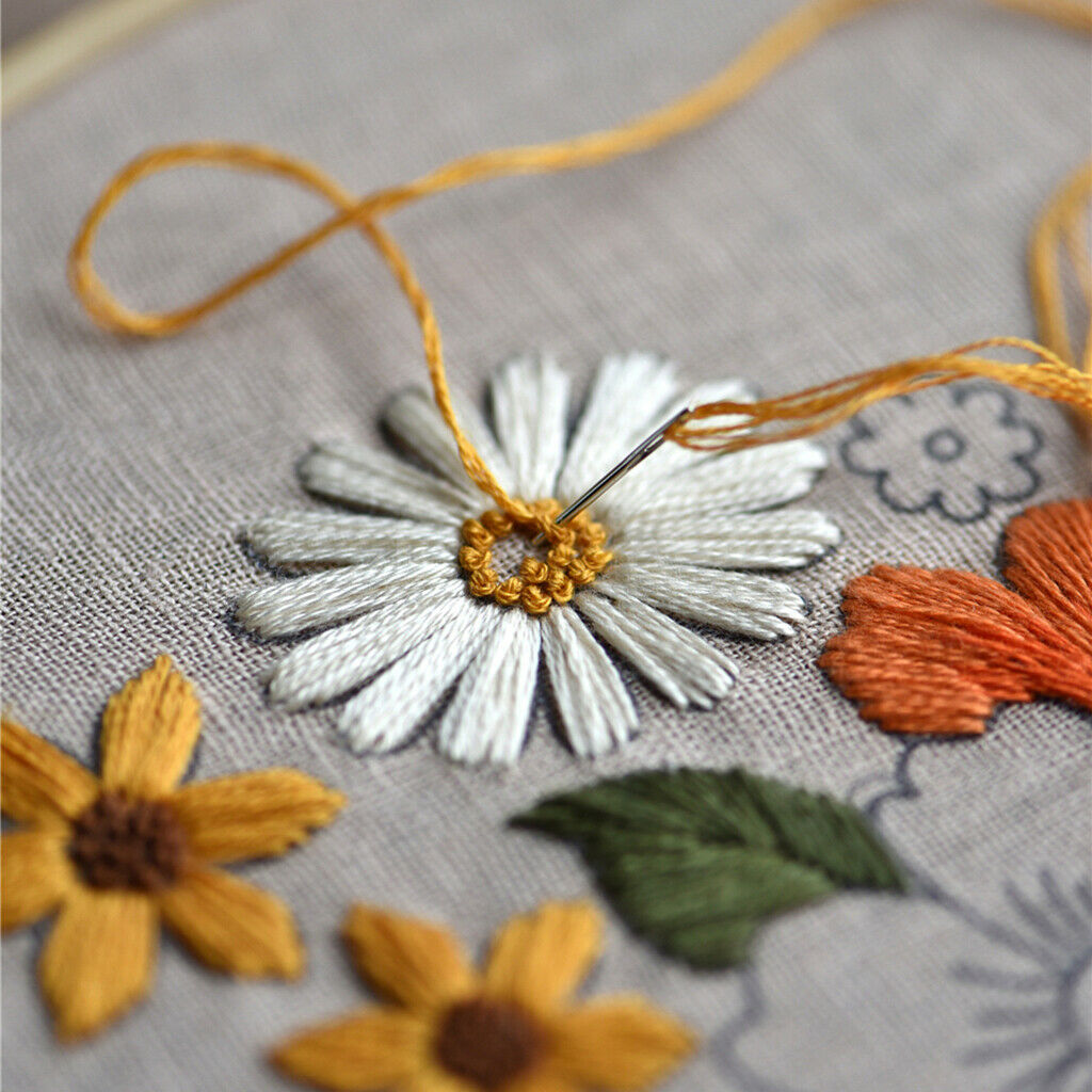 1 Set Flower Pattern Embroidery Starter Kit Cross Stitch Kits 26 x 26cm