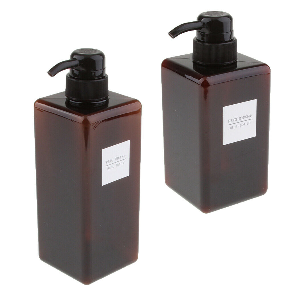 2Pieces Foaming Soap Dispenser Cosmetic Containers Bottle Brown 650&450ml