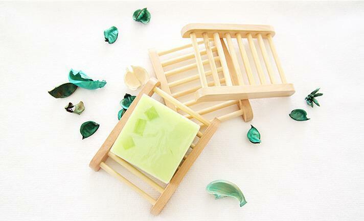 Natural Bamboo Soap Holder Dish Bathroom Shower Plate Stand Storage Wood .l8
