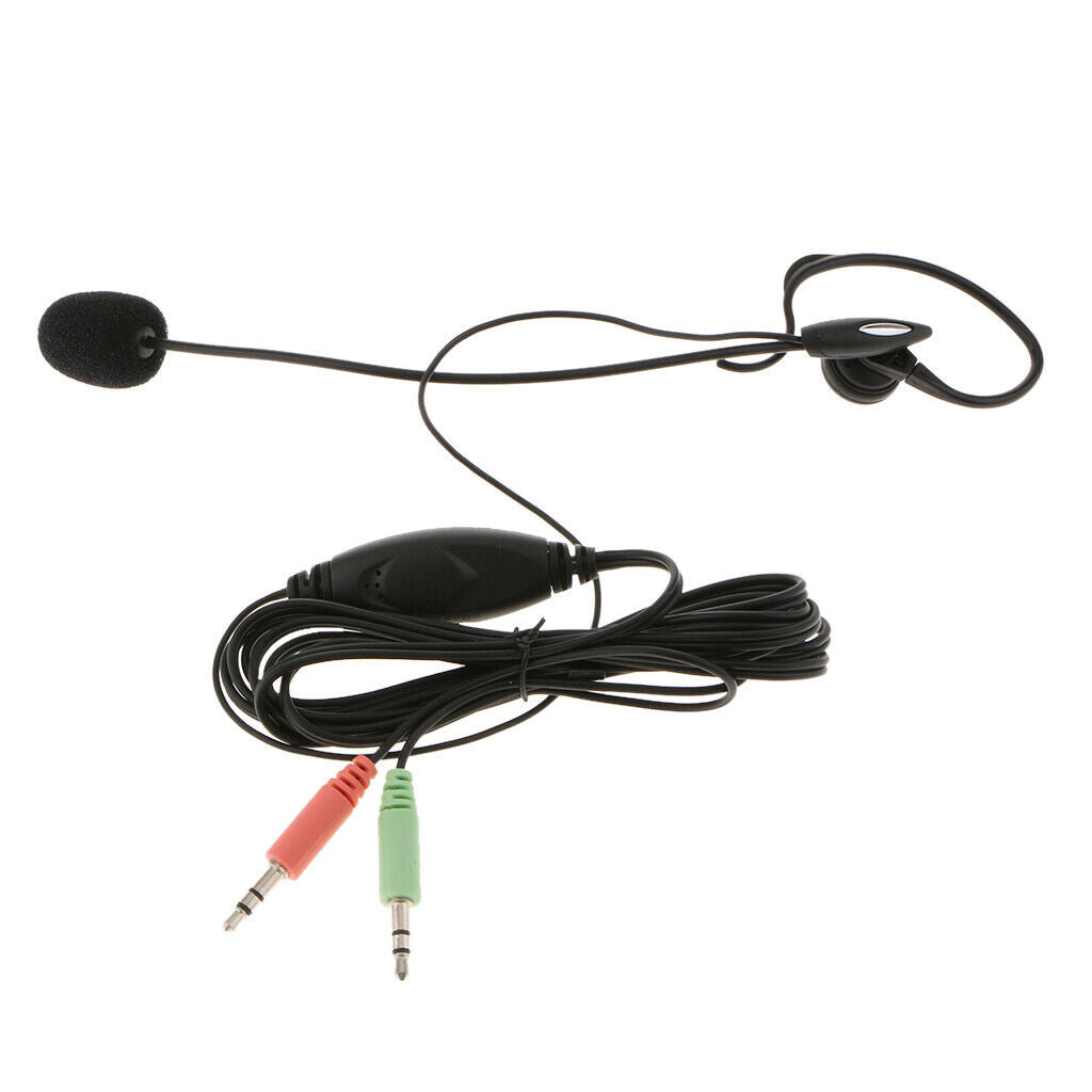 PC Computer Hanging Headset with Microphone, Monaural Headphones with Dual 3.5mm