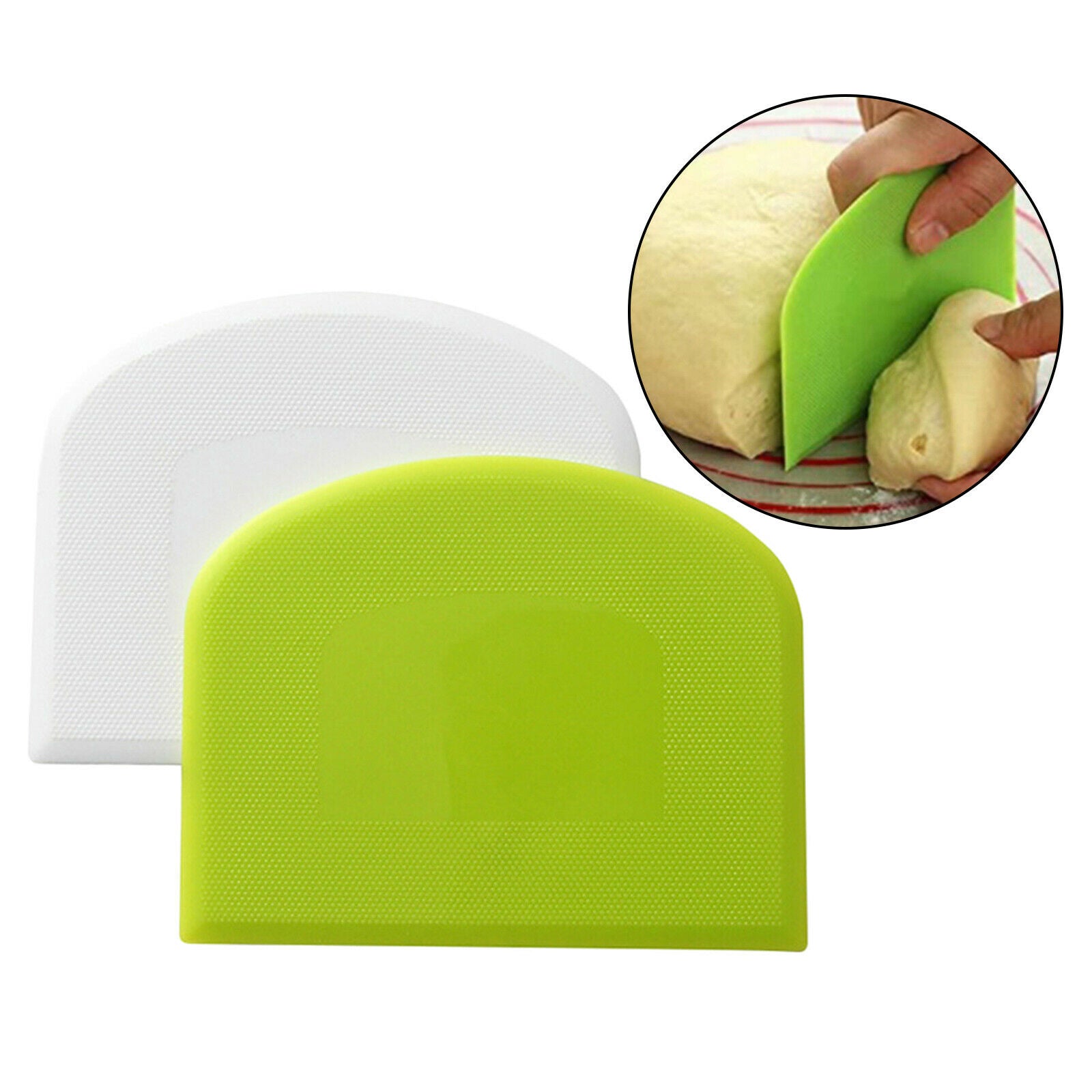 2 Pieces Dough Bowl Scraper Cutter Plastic Multipurpose for Pastry Cake