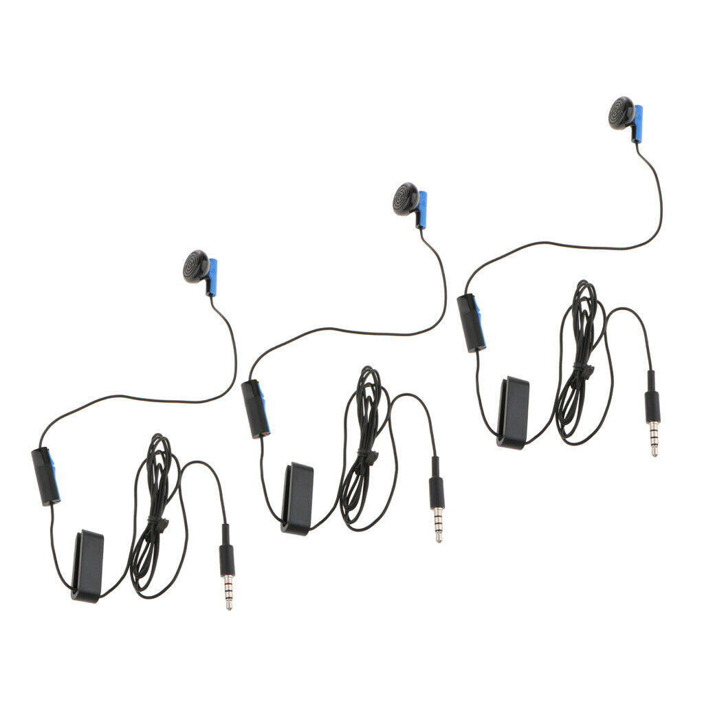 3x Mono Earphone with Microphone 4ft Earbud Earplug Earpiece for Sony PS4