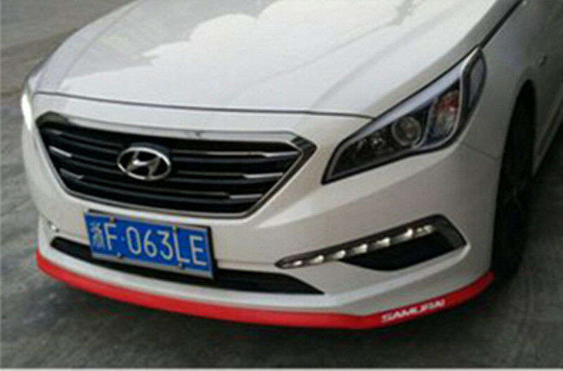2.5M Red Rubber Car Front Bumper Spoiler Lip Splitter Valance Chin Protector Kit