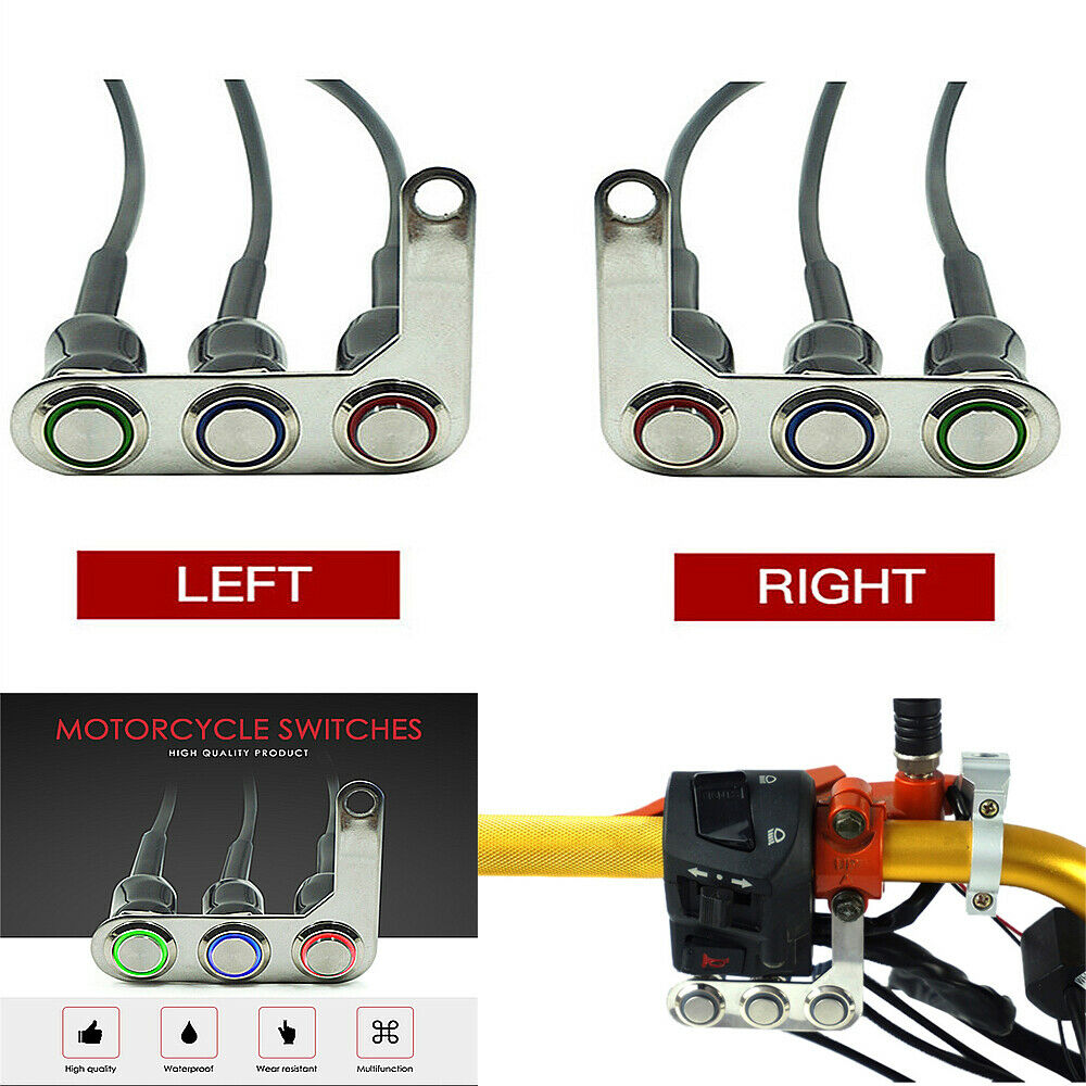2X Motorcycle Left+Right Handlebar Switches DC 12V Universal Adjustable Switch