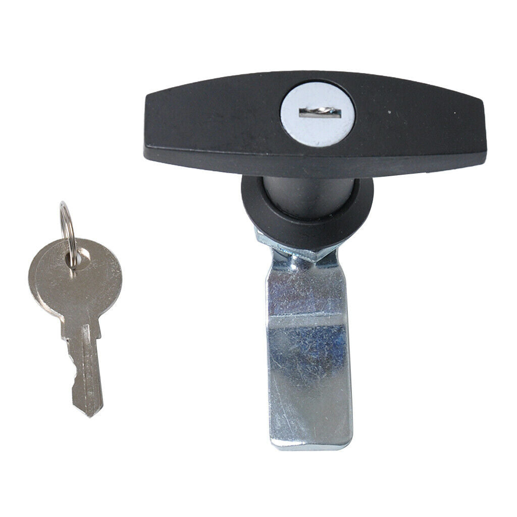 New T-handle Garage Door Lock 77mm Long Shaft Black