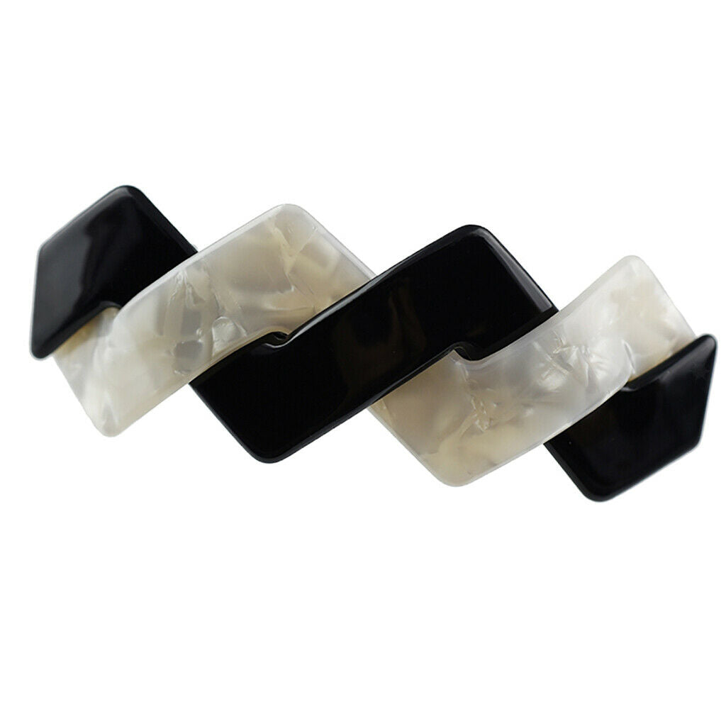 White+Black Waves Automatic Patchwork French France Hair Barrette Hair Clips