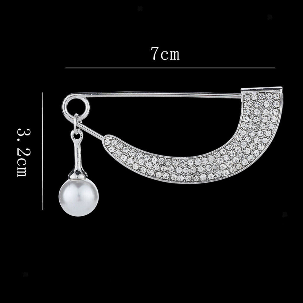 2 Pcs Women's Shawl Clip Full Crystal Brooch Pins Safety Pin Brooch Jewelry