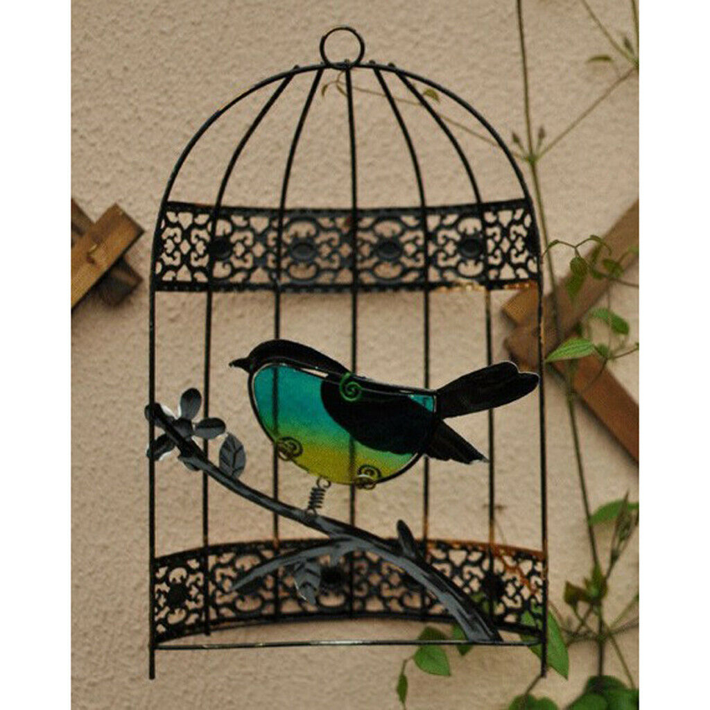 Iron Craft Bird Cage Wall Hanging Statue Home Wall Ornaments Sculpture