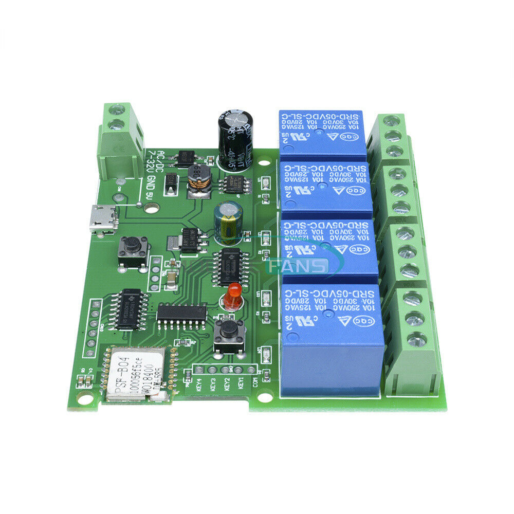 DC 5V 4-Way WiFi Wireless Delay Relay Switch APP Remote Control for Smart Home
