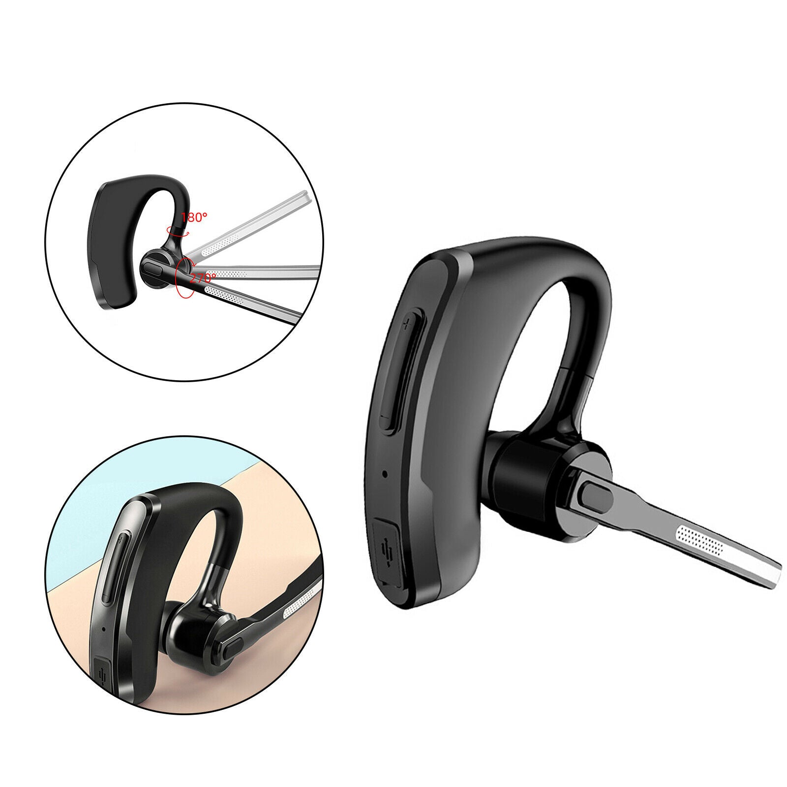 Noise Cancelling Wireless Bluetooth Mono Headset Earphones for Cell Phone