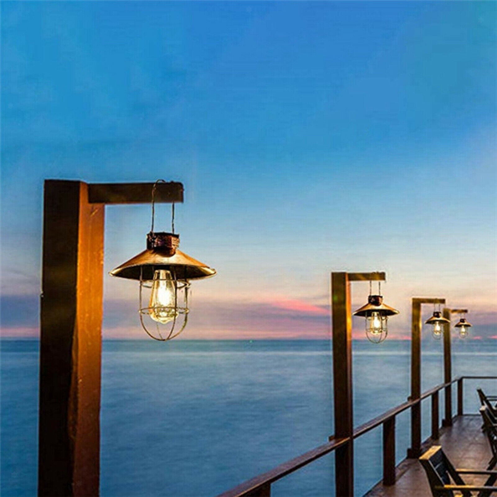 Solar Lantern Lamp IP65 Waterproof for Yard Patio Landscape Villa Copper