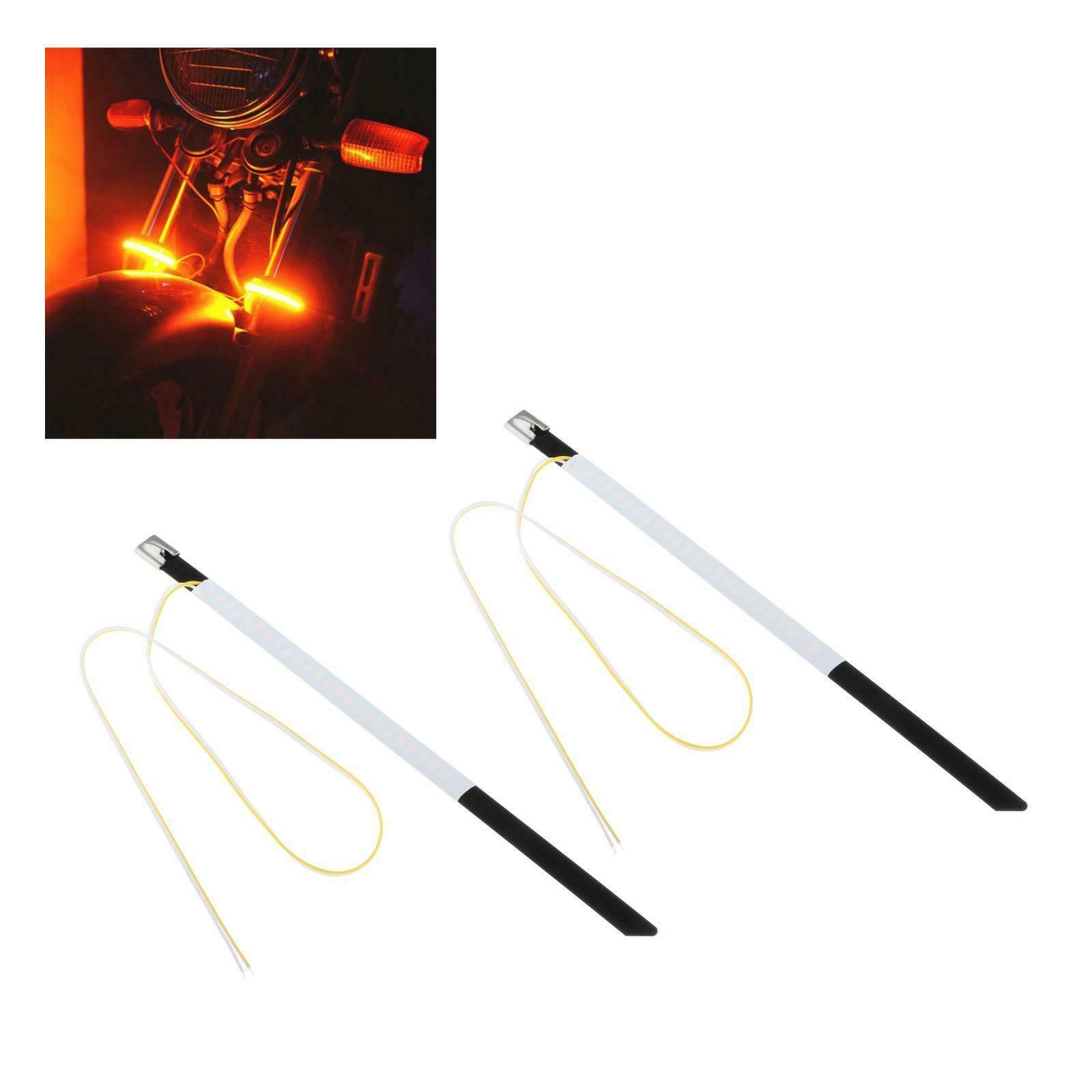 2x LED Motorbike Flexible Turn Signal Amber Brake Tail Light for Kawasaki