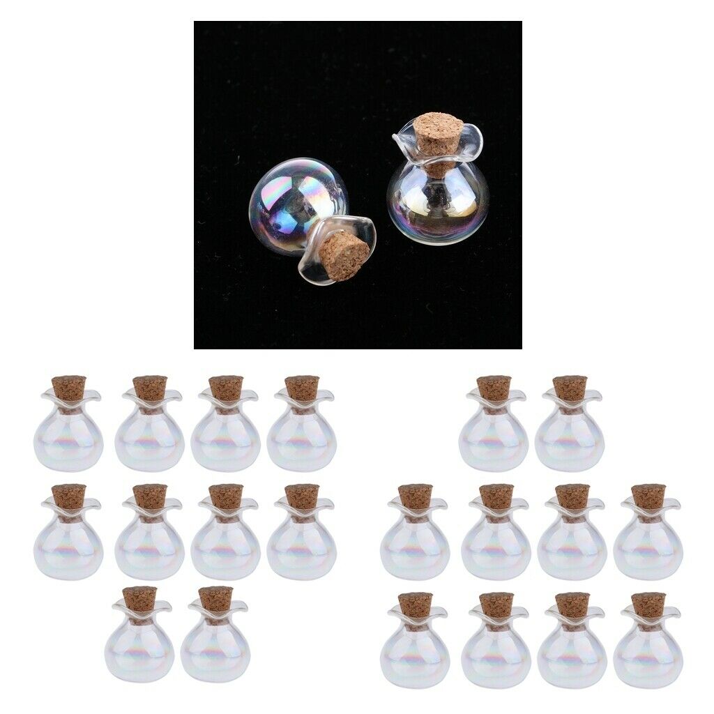 20x Mini Colorful Glass Bottles Jars with Cork Stopper Art Crafts Wedding