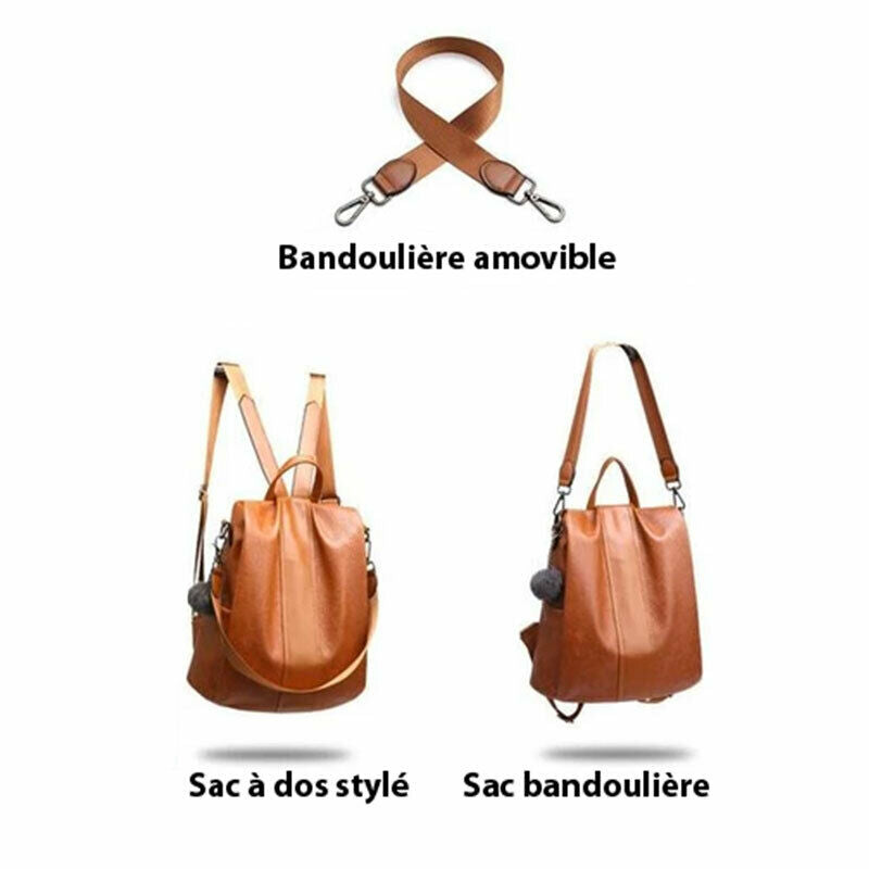 Shop-Story - Secure Bag Brown: Handbag Anti-theft With Compartments Facial