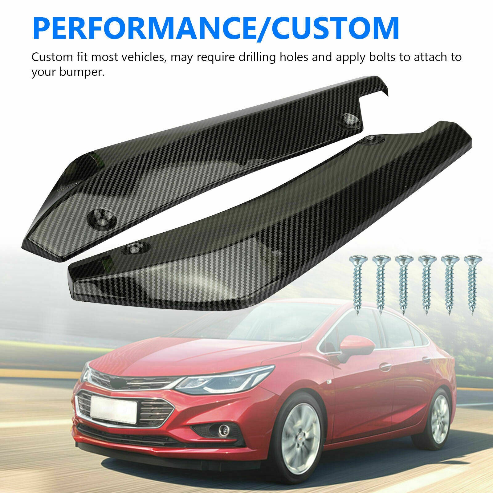 2x Car Auto Carbon Fiber Rear Bumper Lip Diffuser Splitter Canard Protector Top
