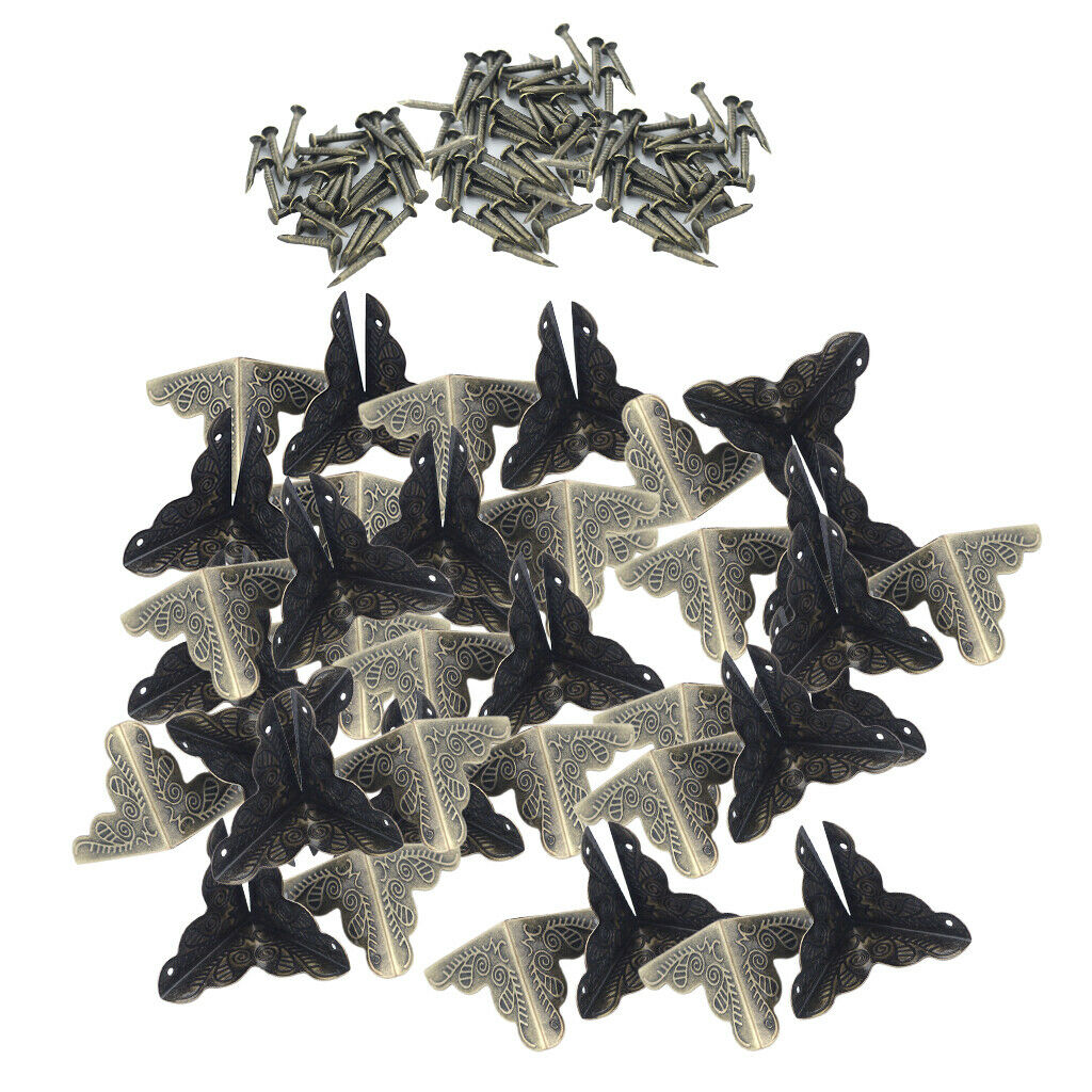 40Pcs Retro Metal Jewelry Gift Boxes Corner Decors Feet Leg Protectors Guard