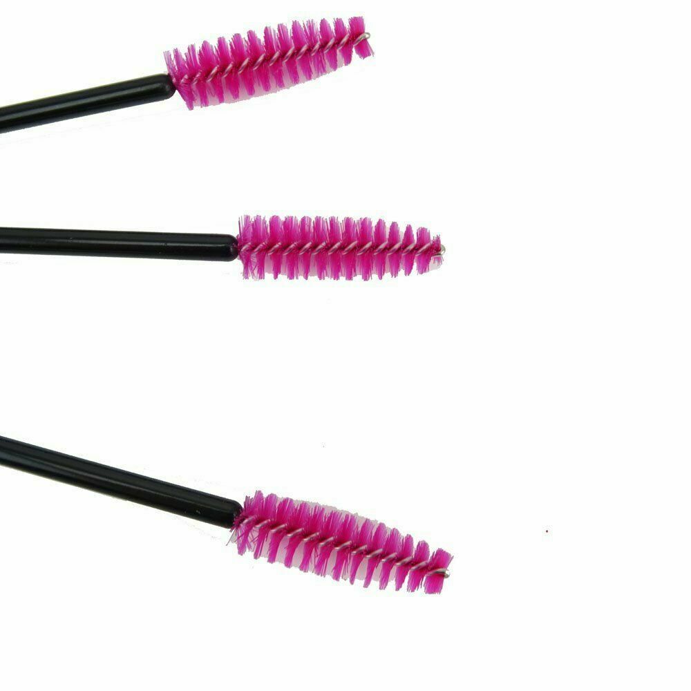 Disposable Hot Pink Mascara Eyelash Wands Applicator Brushes Makeup Extension