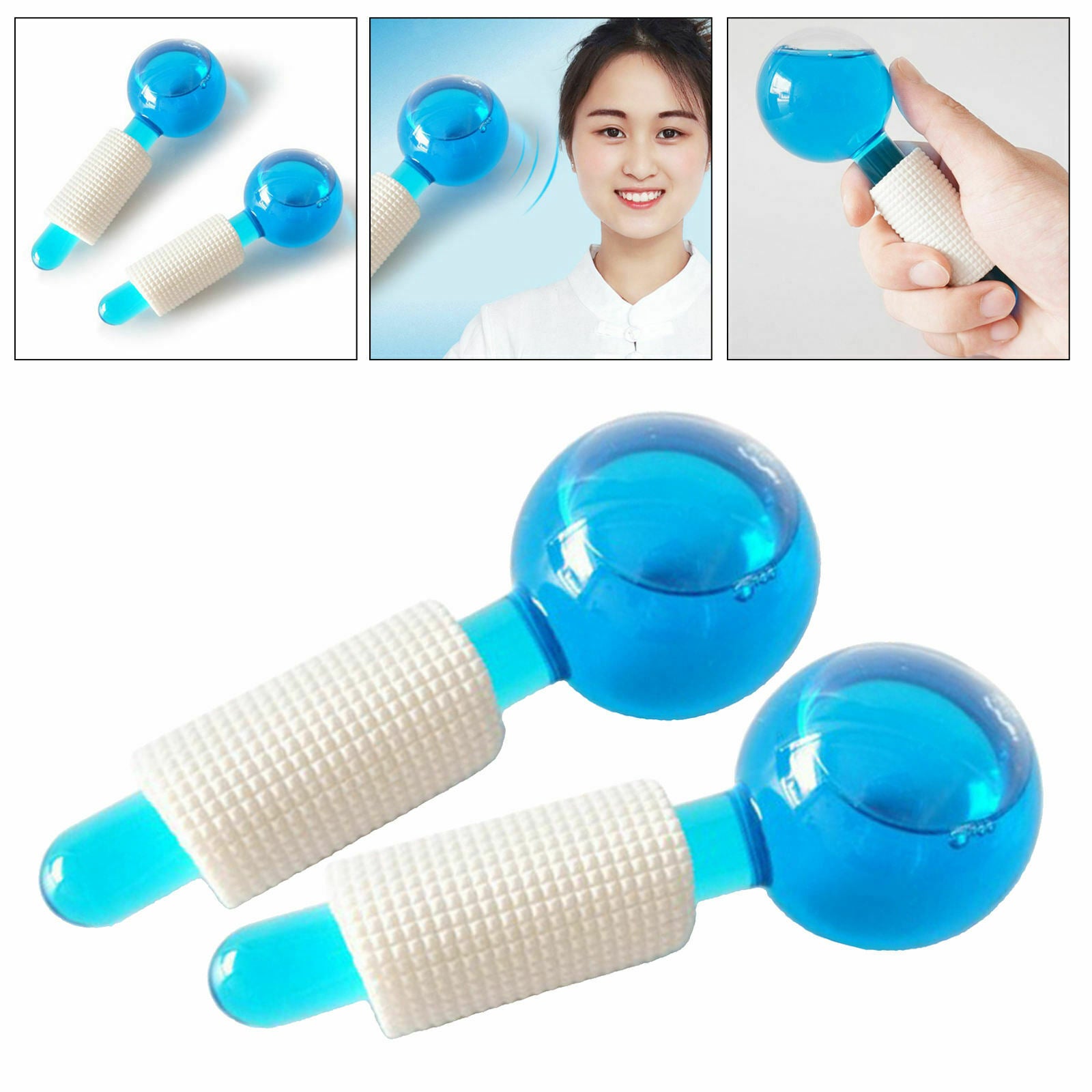 Set of 2Pcs Facial Massager Ice Ball Face Roller Massage Tool for Christmas